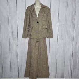 Vintage 1970s Happy Legs Tweed Blazer & Wide Leg Pants Suit Set